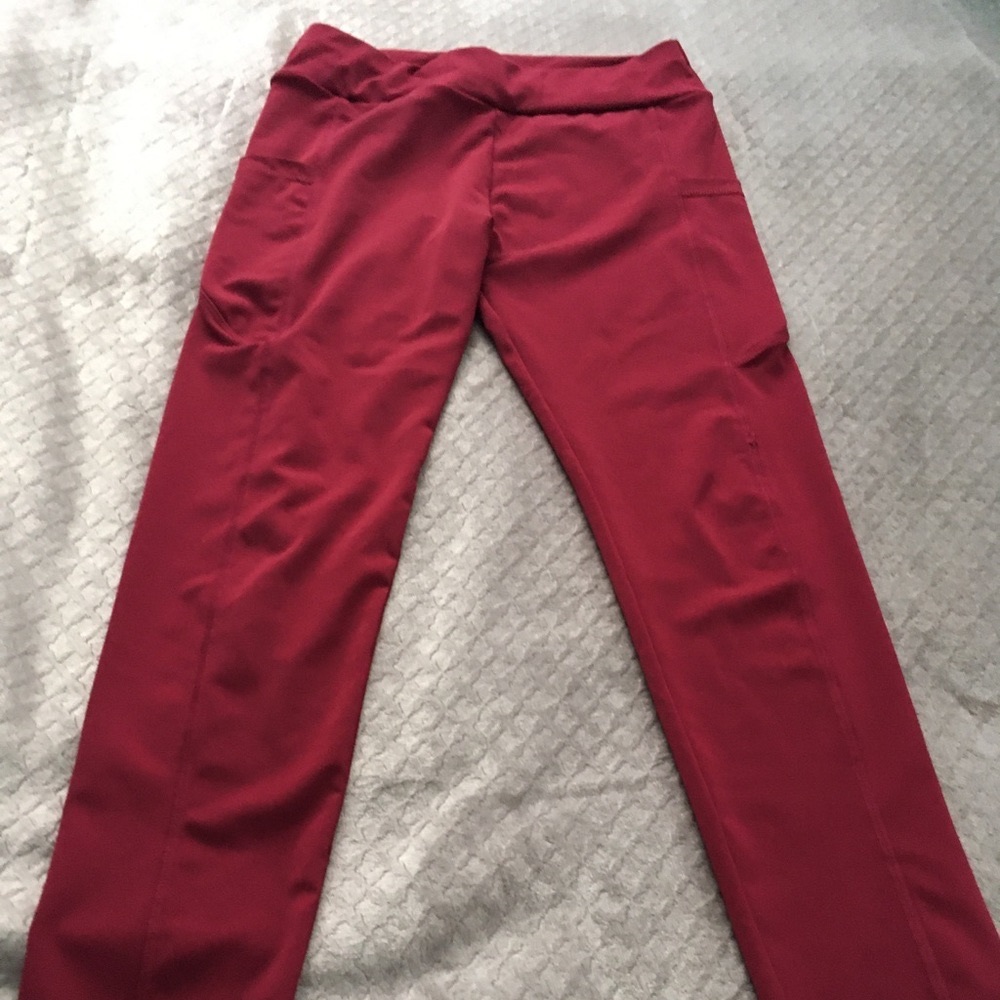 Size L deep red/burgundy leggings size Large! - Picture 2 of 2